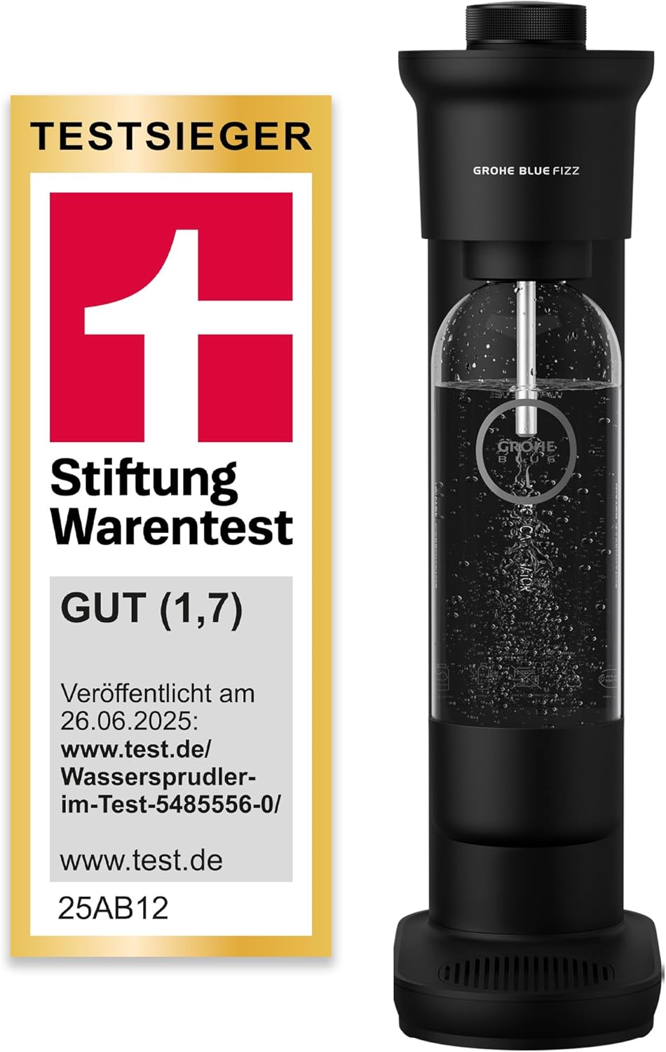 GROHE Blue Fizz - Wassersprudler Starter Set (3 einstellbare CO2 Stufen, ohne CO2 Flasche, 1x 0,85l