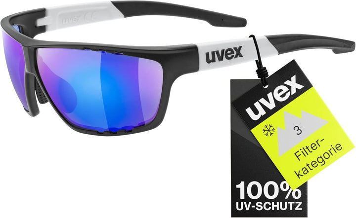 uvex Unisex – Erwachsene, sportstyle 706 Sportbrille, black matt white/blue, one size