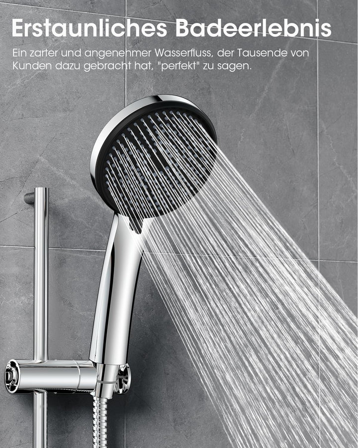 FASDUNT Duschkopf 5Strahlarten mit ๐ฎM Premium Schlauch