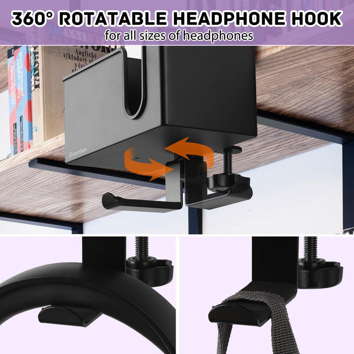 SchreibtischOrganizer mit Kopfhörer-Aufhänger, Schreibtisch-Getränkehalter für Schreibtisch-Aufbewah