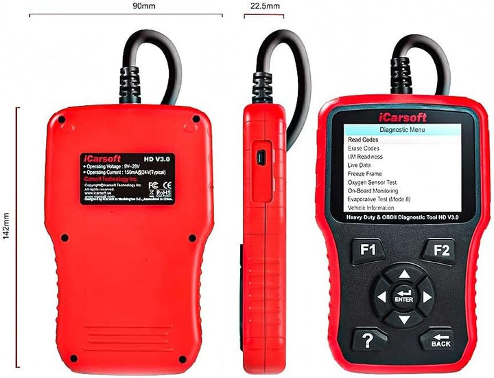 iCarsoft HD V3.0 professionelles und leistungsfähiges Fehlerdiagnose-Tool/Diagnosegerät für LKW, Nut