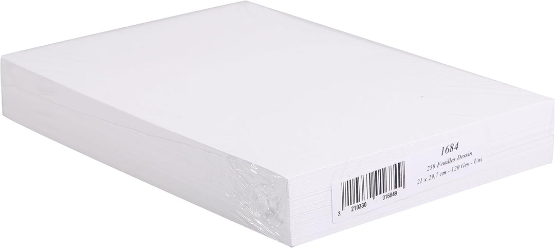 Clairefontaine 1684C - Packung mit 250 Bogen Skizzenpapier 120g, DIN A4, 21 x 29,7 cm, ideal für Kün