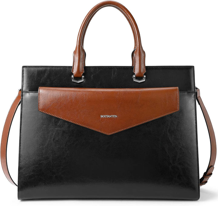 BOSTANTEN Damen Aktentaschen Leder Laptop Schultertasche 15.6 Zoll Frauen Arbeitstasche Businesstasc