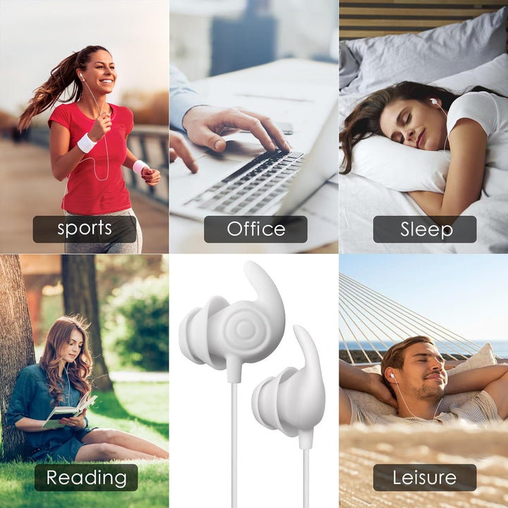 Hmusic Schlaf-Ohrstöpsel, kabelgebunden, Ultraleicht, weiches Silikon-Ohrstöpsel, 3,5 mm Kopfhörer m