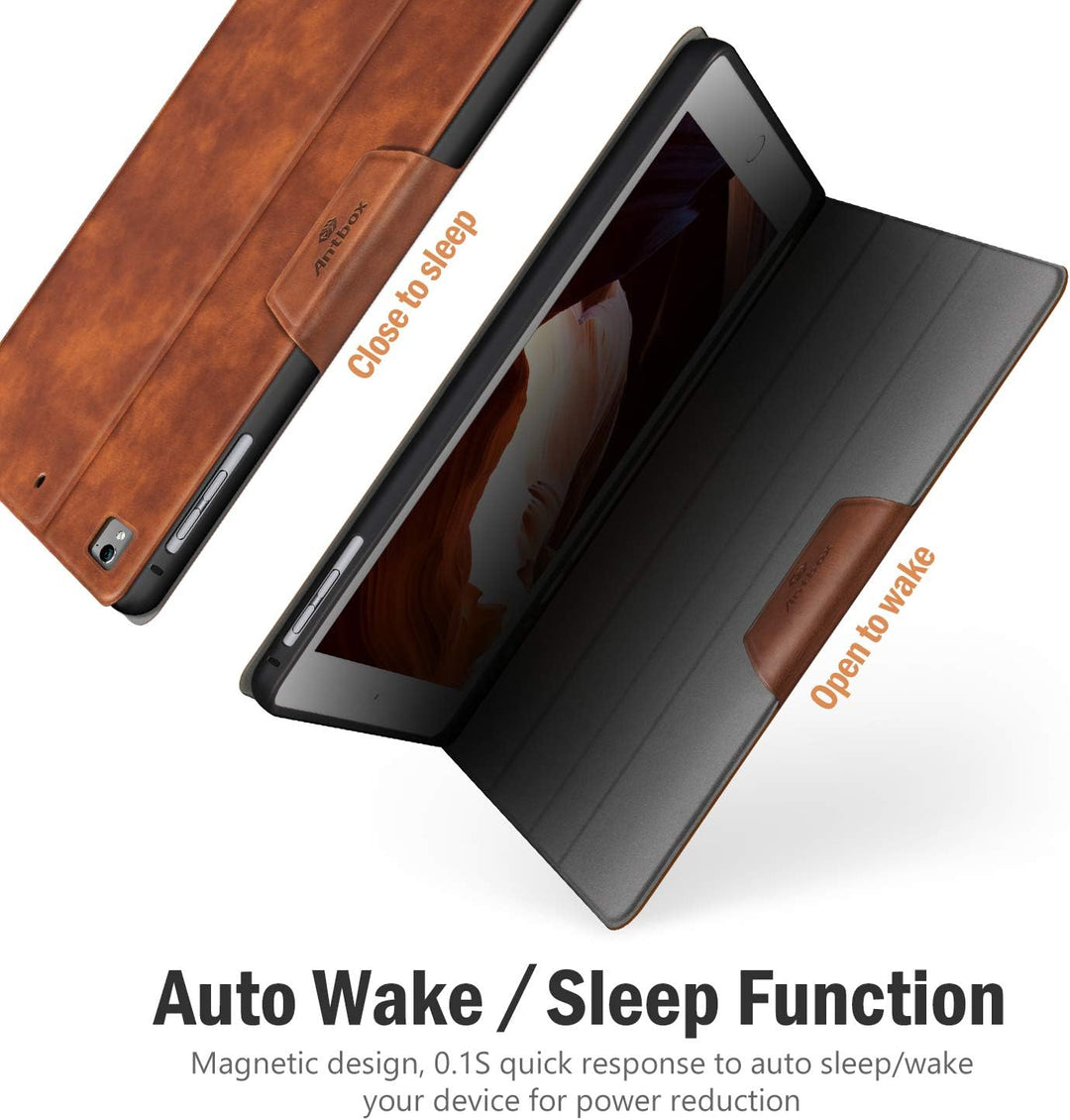 Antbox iPad 9.7 Zoll 2018/2017 Hülle mit Apple Pencil Halter Auto Schlaf/Wach Funktion PU Ledertasch