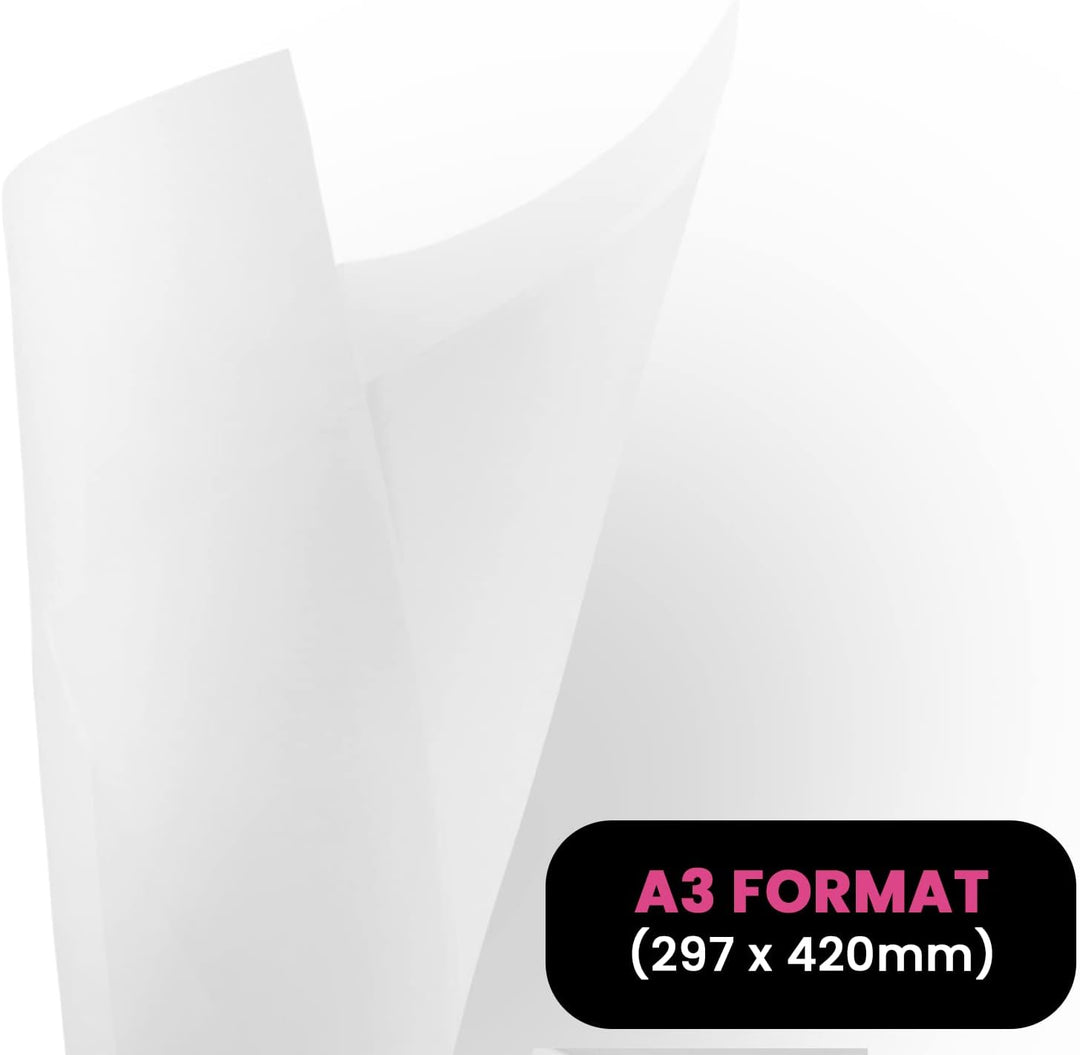Netuno 50x Weiss Transparentpapier DIN A3 297 x 420 mm 100g durchsichtiges Papier weiss für Einladun