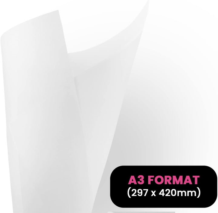 Netuno 50x Weiss Transparentpapier DIN A3 297 x 420 mm 100g durchsichtiges Papier weiss für Einladun