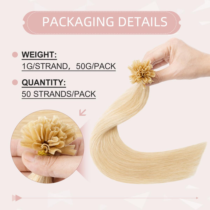 Silk-co Haarteile Echthaar Bonding Extensions Echthaar 1g Keratin U Tip Haarverlängerung Glatt Weich