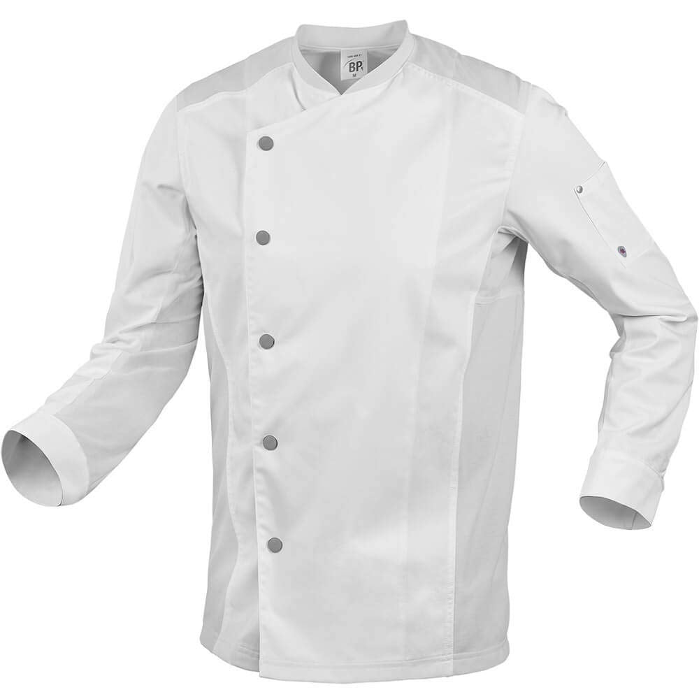 BP 1595-485-21-3XL Kochjacke für Männer, Lange Ärmel, Piqué-Einsätze und Arm-Lift-System, 215,00 g/m