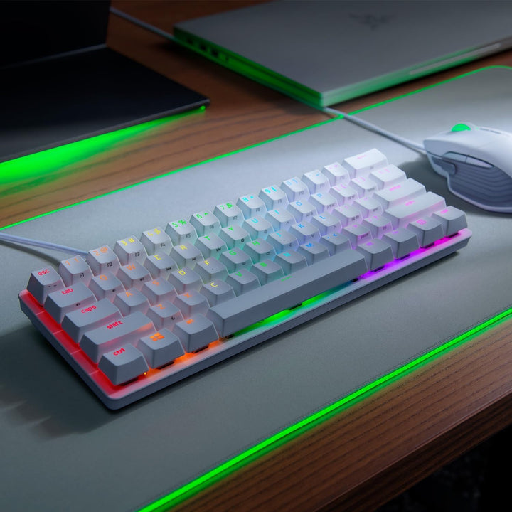Razer Huntsman Mini Mercury (Red Switch) - Kompakte 60% Gaming Tastatur mit schnellen linear opto-me