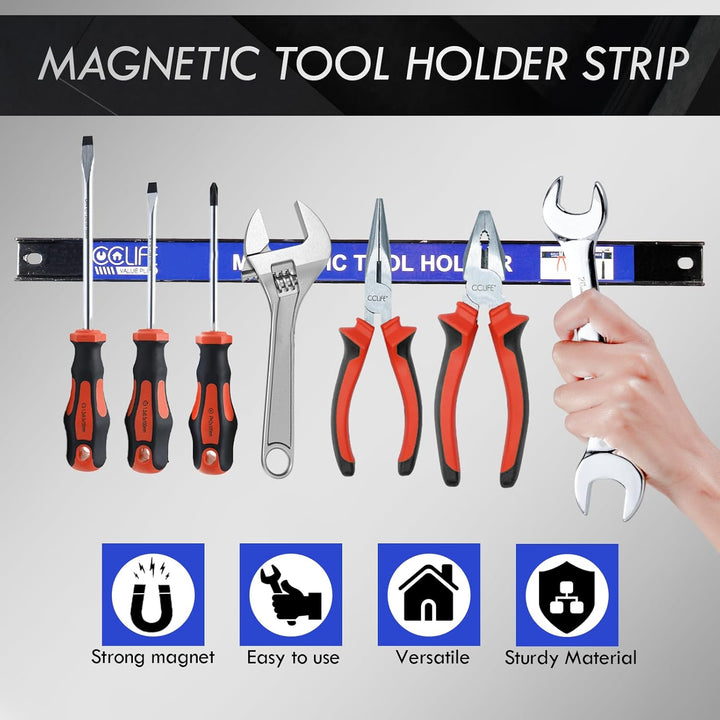 CCLIFE 4tlg Magnetleiste Werkzeug 37cm & 23cm MAX 52KG Magnetschiene Magnetisch Werkzeugleiste für W