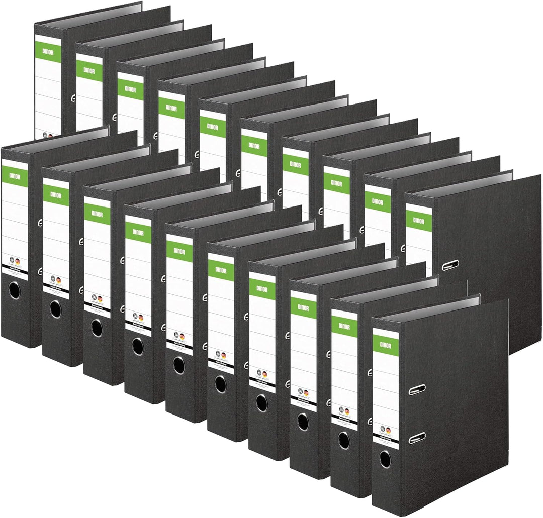 Original DINOR Ordner - Recycling - Made in Germany. 8 cm breit DIN A4 schwarz Aktenordner Briefordn