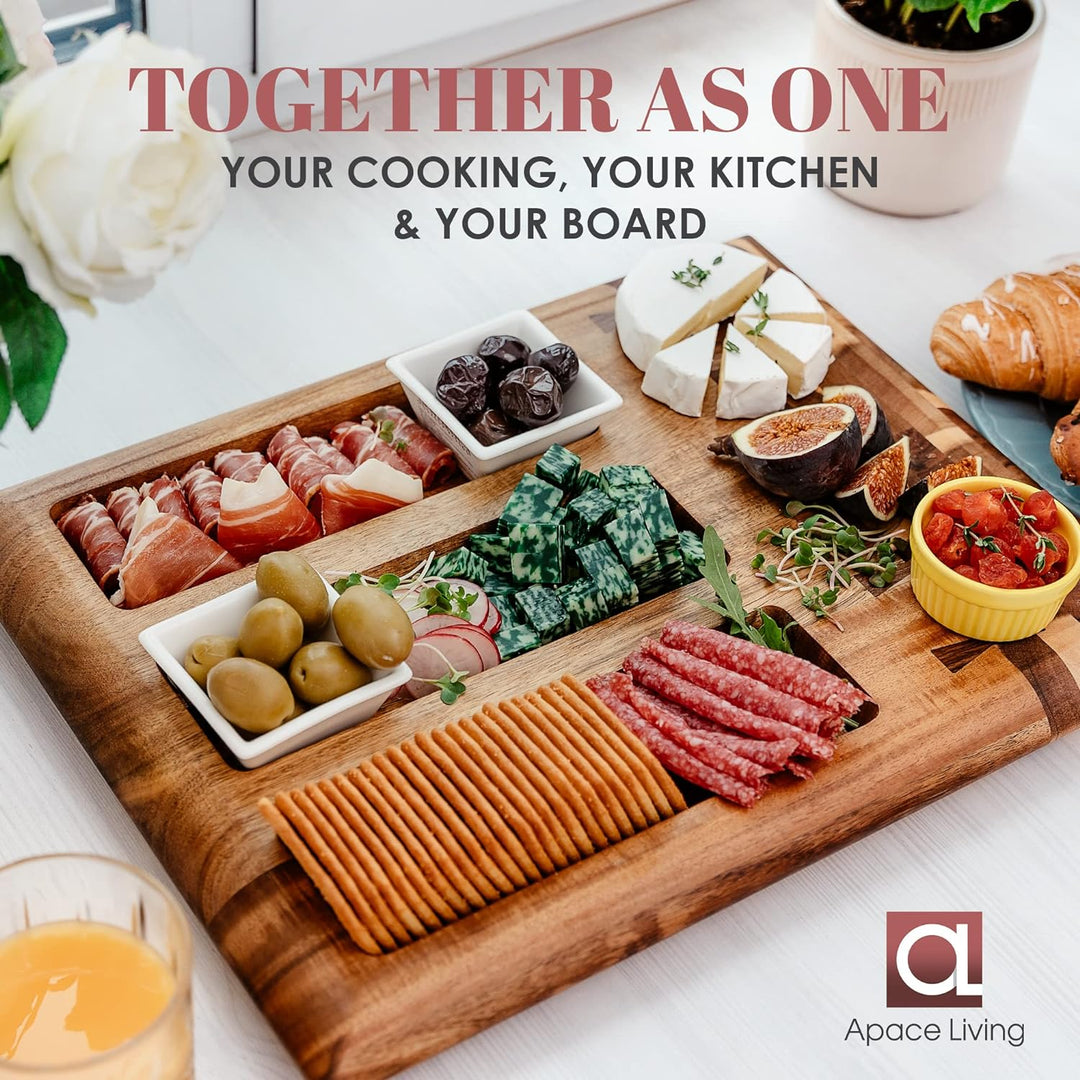 Collage Acacia Wood Cutting Board for Kitchen and Home - Large Butcher Block Chopping Board, Sustain