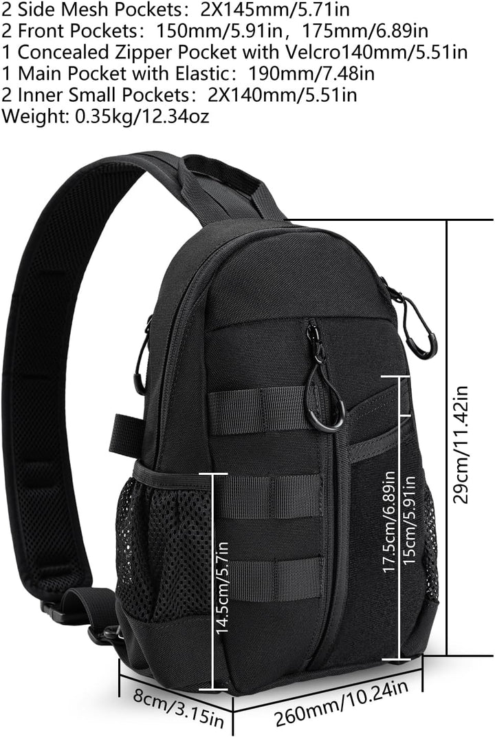 VIPERADE CHS1 EDC Brusttasche Herren Schultertasche,Leichter Sling Bag Klein Sling Rucksack mit vers