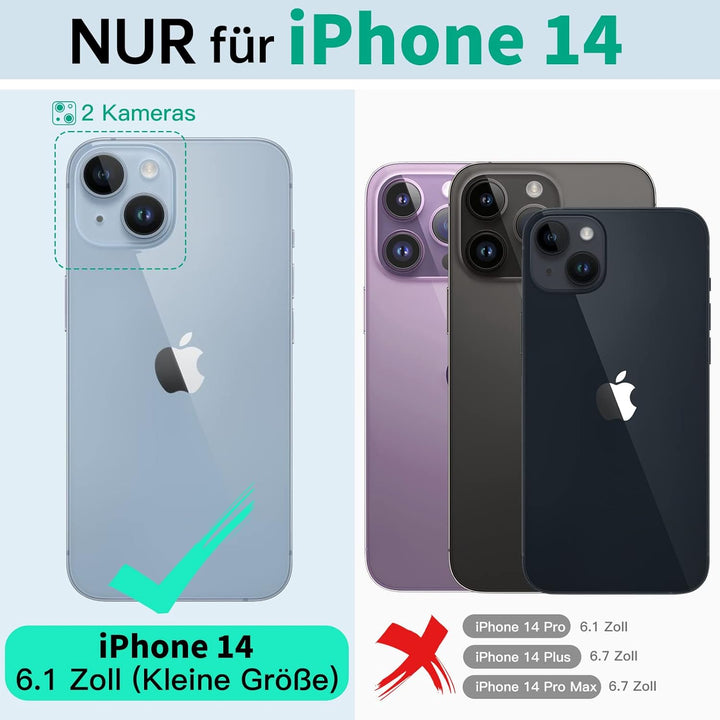 Beeasy für iPhone 14 Wasserdicht Outdoor Hülle (6,1"), Stossfest Panzerhülle Militär 360 Grad Schutz
