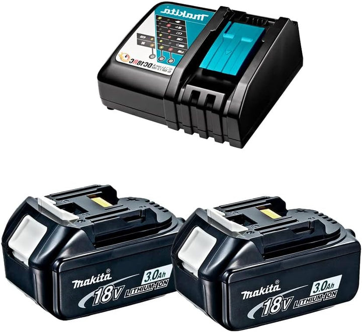 Makita dhp453rfx4 Bohrmaschine Schlagschrauber DHP453Z + 2 Akkus 18 V 3 Ah Li-Ion + 74 Zubehör + Tra