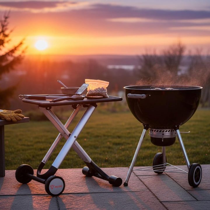 BBQ-Toro Klapptisch Grillwagen | Schwarz, 65 x 41 x 65 cm | Aluminium Beistelltisch mit Metall Arbei