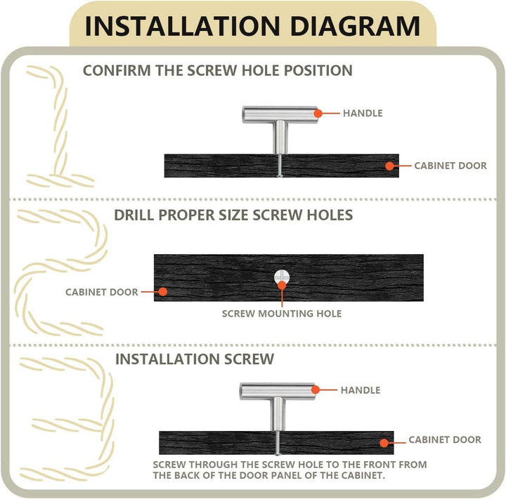 Bwintech 24 Pcs 50MM gebürstetes Nickel Schrank Pull Griffe Küche T Bar Griffe, Edelstahl, Ideal für
