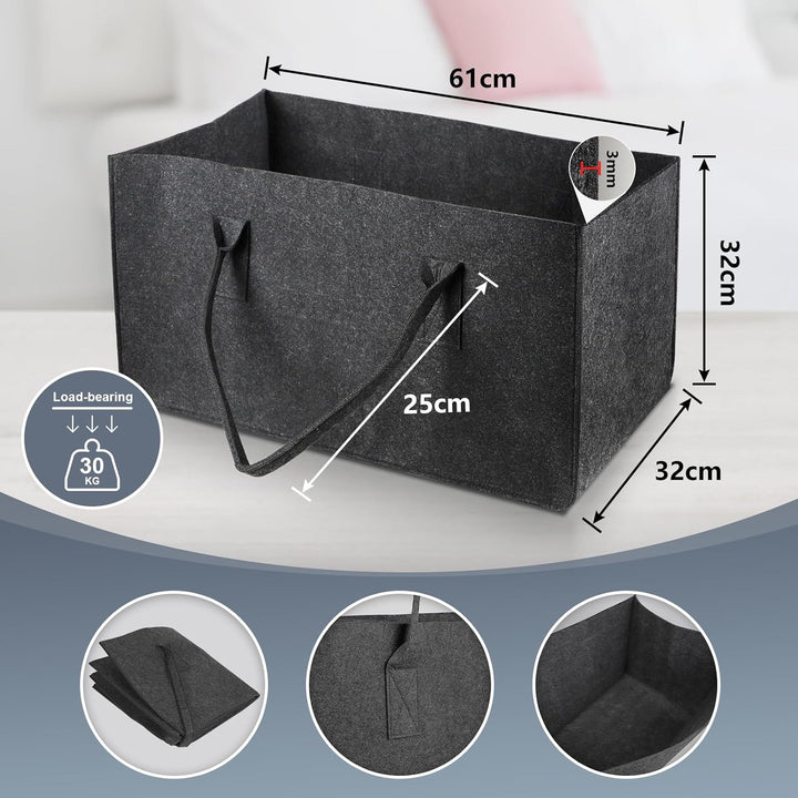 EFUTURETIME 2 Stück Filztaschen, 61*32*32cm, Filztasche Shopper Gross mit Henkel, Tasche aus Filz Fa