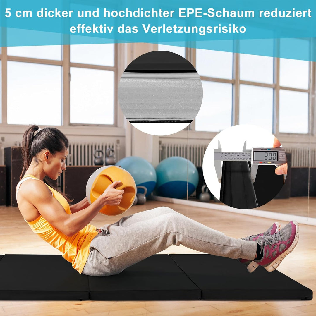 COSTWAY 240 x 120 x 5 cm Weichbodenmatte, Gymnastikmatte klappbar, Yogamatte mit Klettverschluss und
