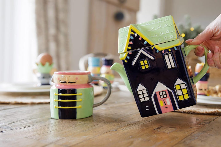KitchenCraft The Nutcracker Collection Keramik-Teekanne, 1,2 l, in Geschenkbox