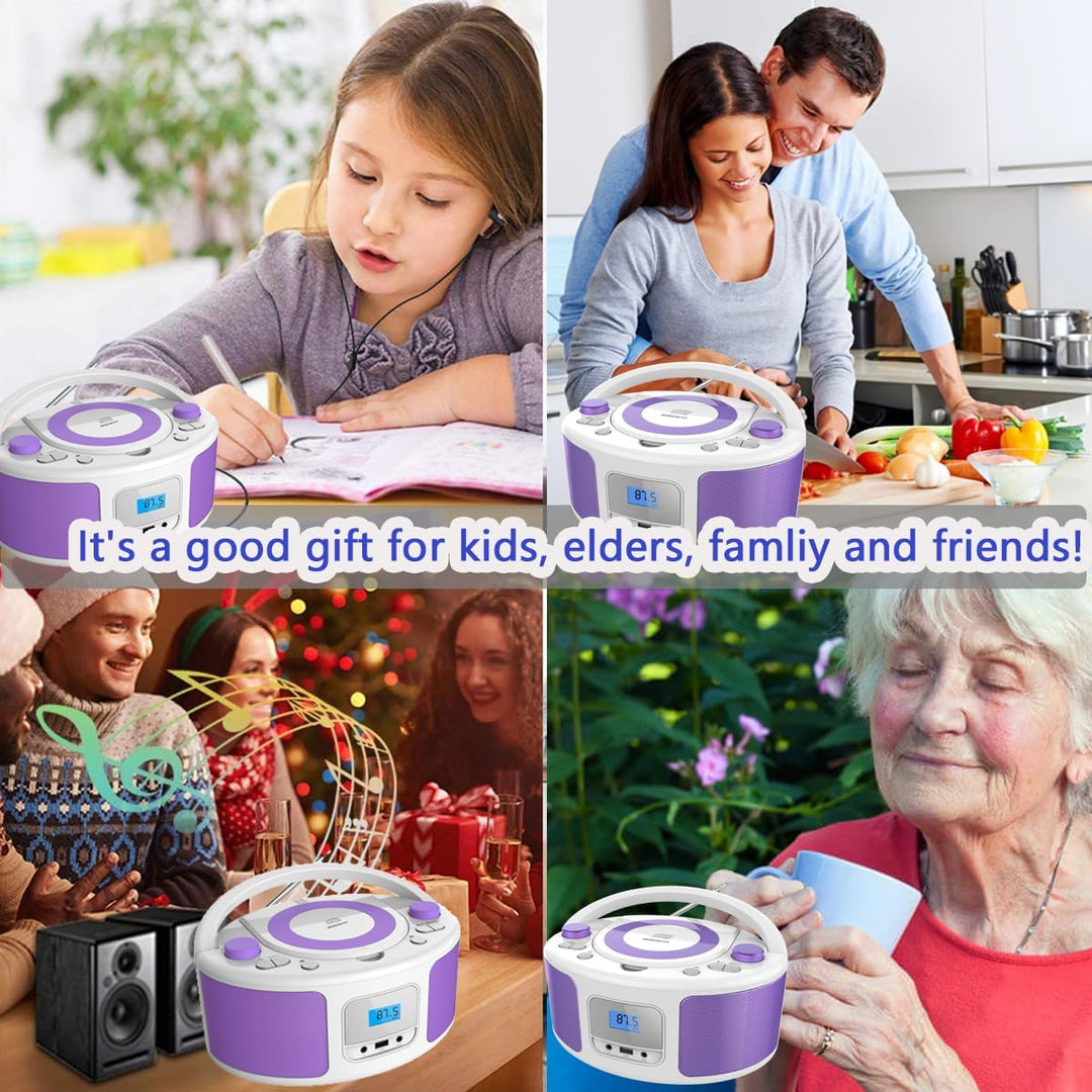 Tragbarer CD-Player Boombox mit Bluetooth | Fernsteuerung | FM-Radio | USB | MP3-Wiedergabe | Kompat