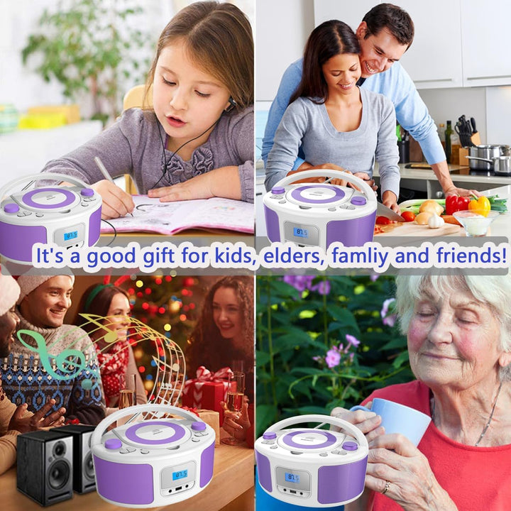 Tragbarer CD-Player Boombox mit Bluetooth | Fernsteuerung | FM-Radio | USB | MP3-Wiedergabe | Kompat