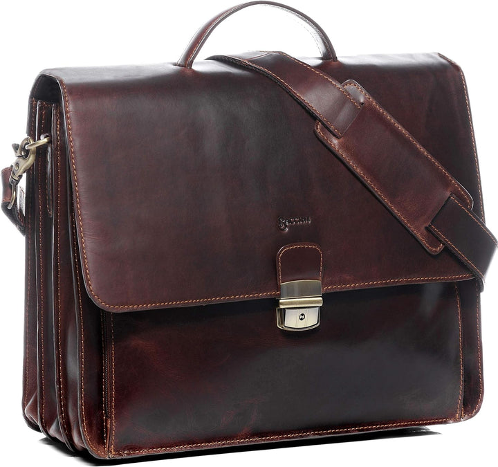 BACCINI Aktentasche Luca aus Anilin-Leder I Business-Tasche XL gross für Herren 15 Zoll Laptop-Fach