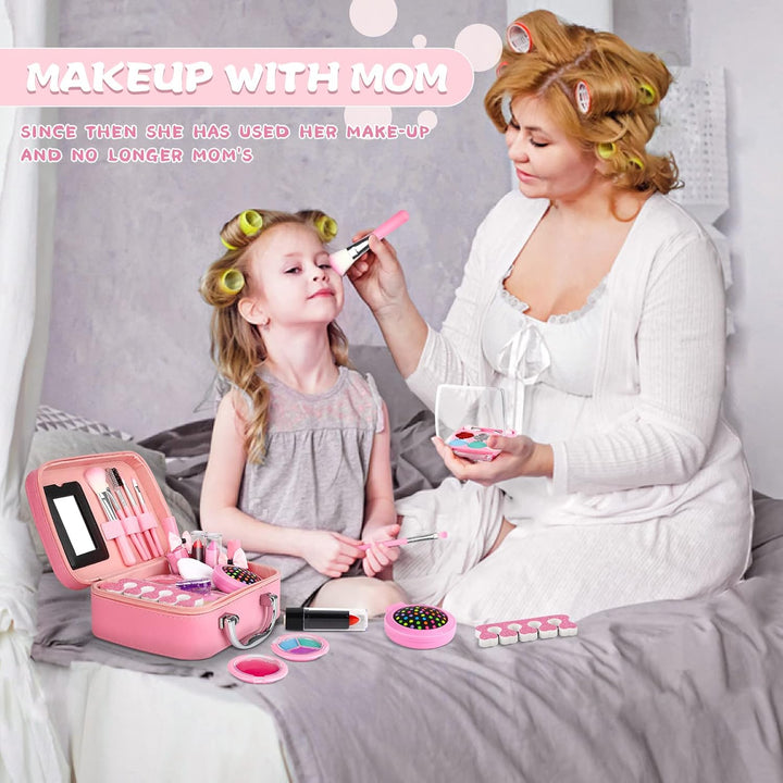 Dreamon Kinderschminke mädchen, Waschbar Make up Spielzeug für Mädchen Kinder Nagellacke mit Koffer