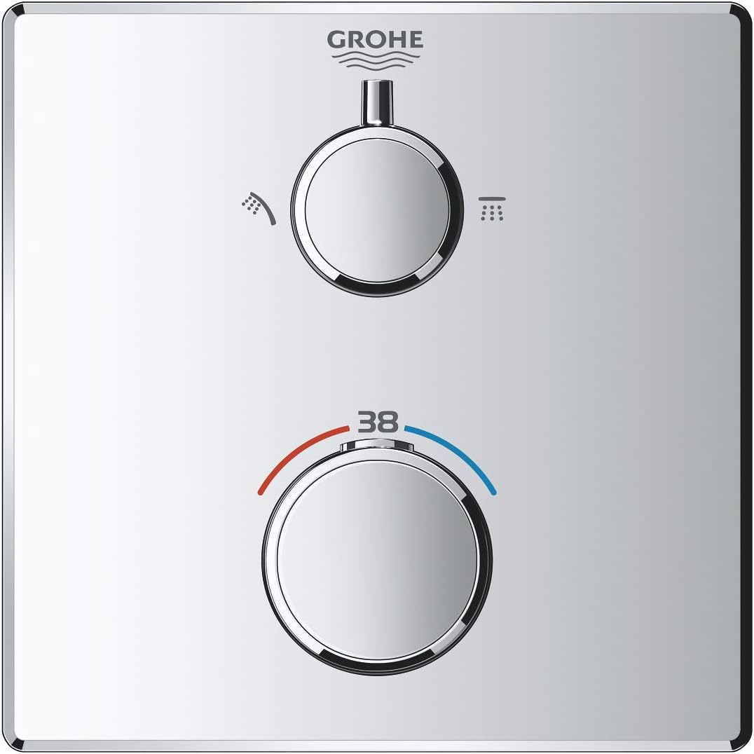 GROHE Grohtherm Thermostat-Brausebatterie (2-Wege-Umstellung, Sicherheitssperre bei 38°C, langlebige