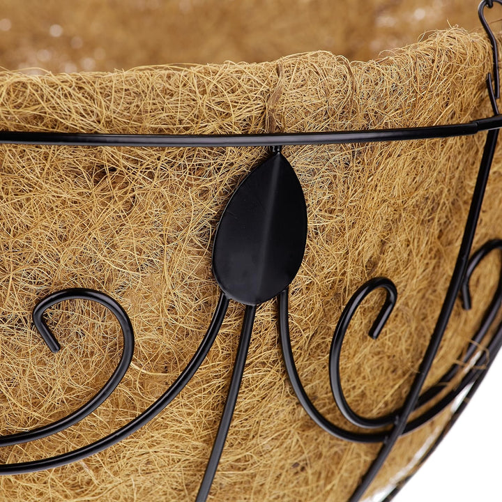 Relaxdays Hängekorb 3er Set, Kokos, Blumenampel mit Kette, 35 cm Durchmesser, je Pflanzenhalter 10 L