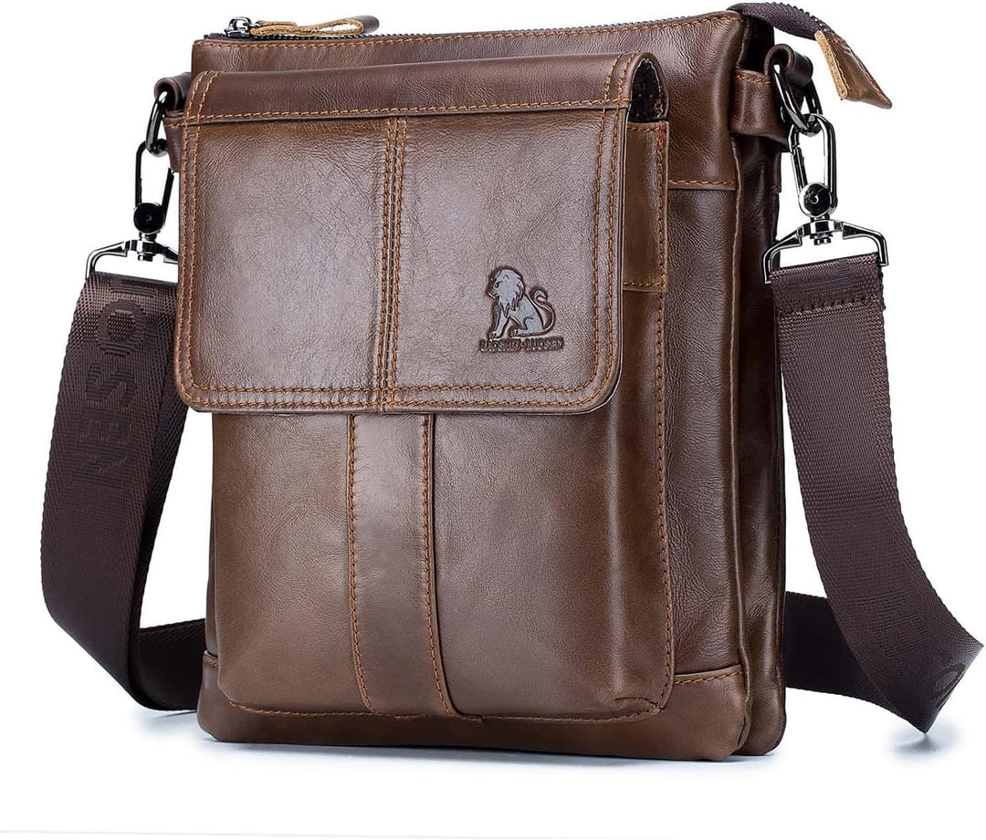 LOONGYOON Business Herren-Umhängetasche Lässige Mode Leder Crossbody Tasche Multi-Tasche Tragbare Re