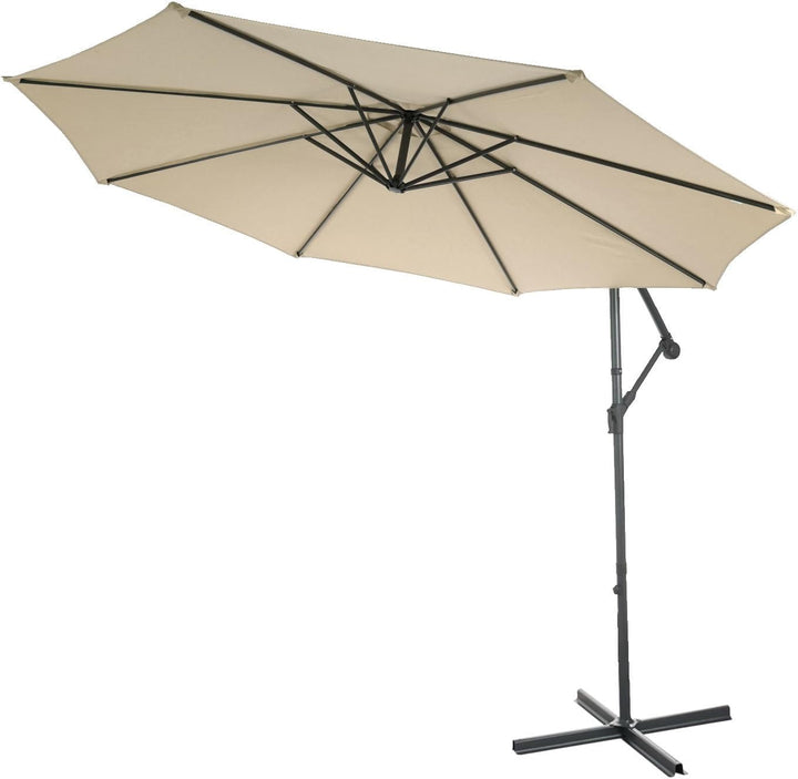 Mendler Ampelschirm Acerra, Sonnenschirm Sonnenschutz, Ø 3m neigbar, Polyester/Stahl 11kg mit Stände
