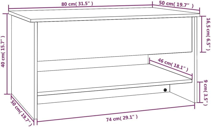 FIRBNUS 80x50x40 cm Couch Tisch Wohnzimmertisch Höhenverstellbar Beistelltisch Wohnzimmertisch Verst
