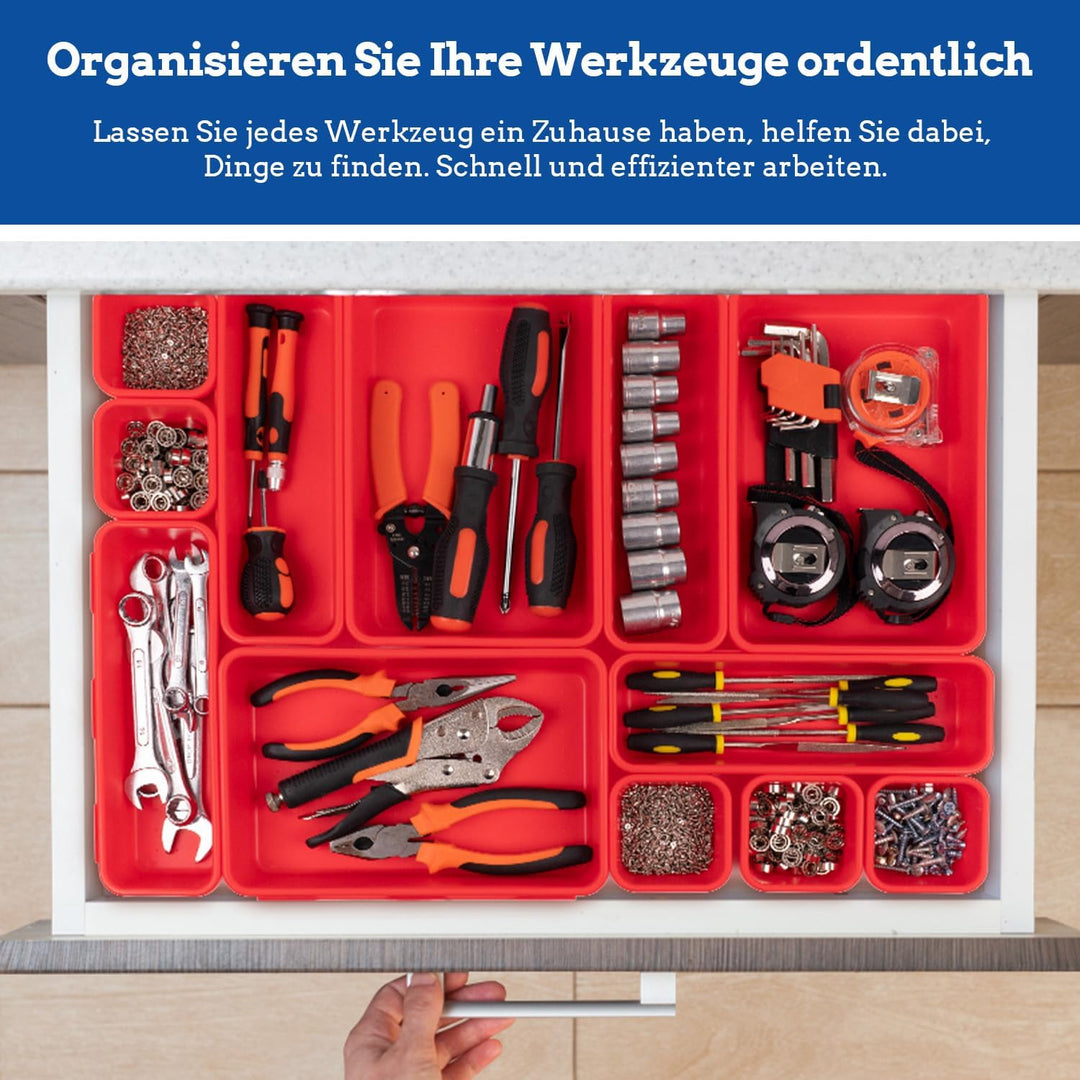45 Stück Werkzeugkoffer Leer Organizer Sortierbox, Werkzeugaufbewahrung Schubladen Ordnungssystem We