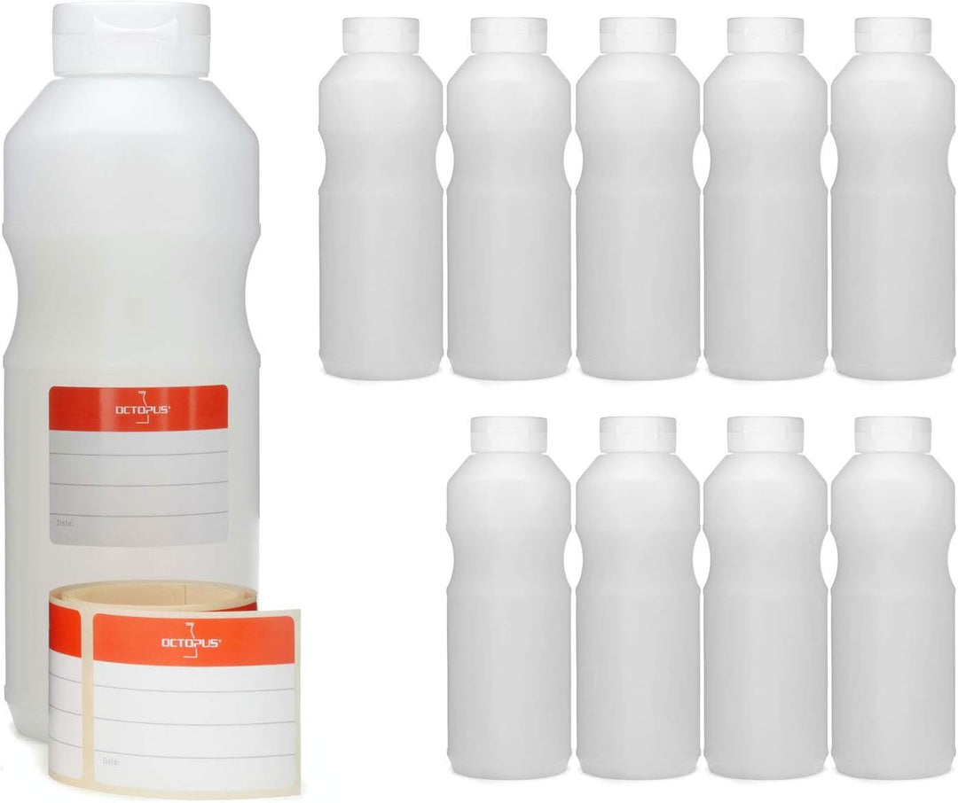 Octopus 10x 500 ml Quetschflaschen, Dosierflaschen mit Klappdeckel und Silikonöffnung, Ketchupflasch