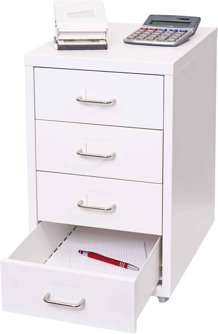 Mendler Rollcontainer Boston T851, Schubladenschrank Stahlschrank Büroschrank, 48x28x41cm 4 Schublad