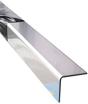 Edelstahl Eckschutz, 2000mm Edelstahl Winkel 45x40 mm Schenkelinnenmass aus Edelstahl blank 1,5 mm s