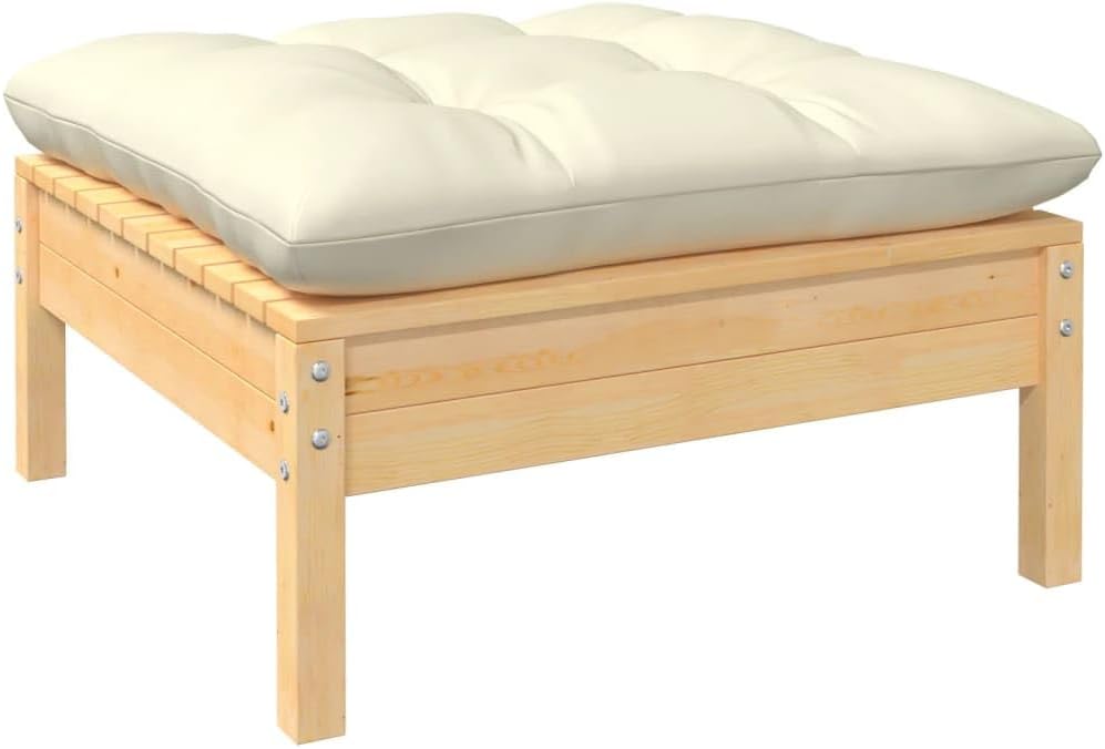 vidaXL 2-Sitzer-Gartensofa mit Creme Kissen Massivholz Kiefer