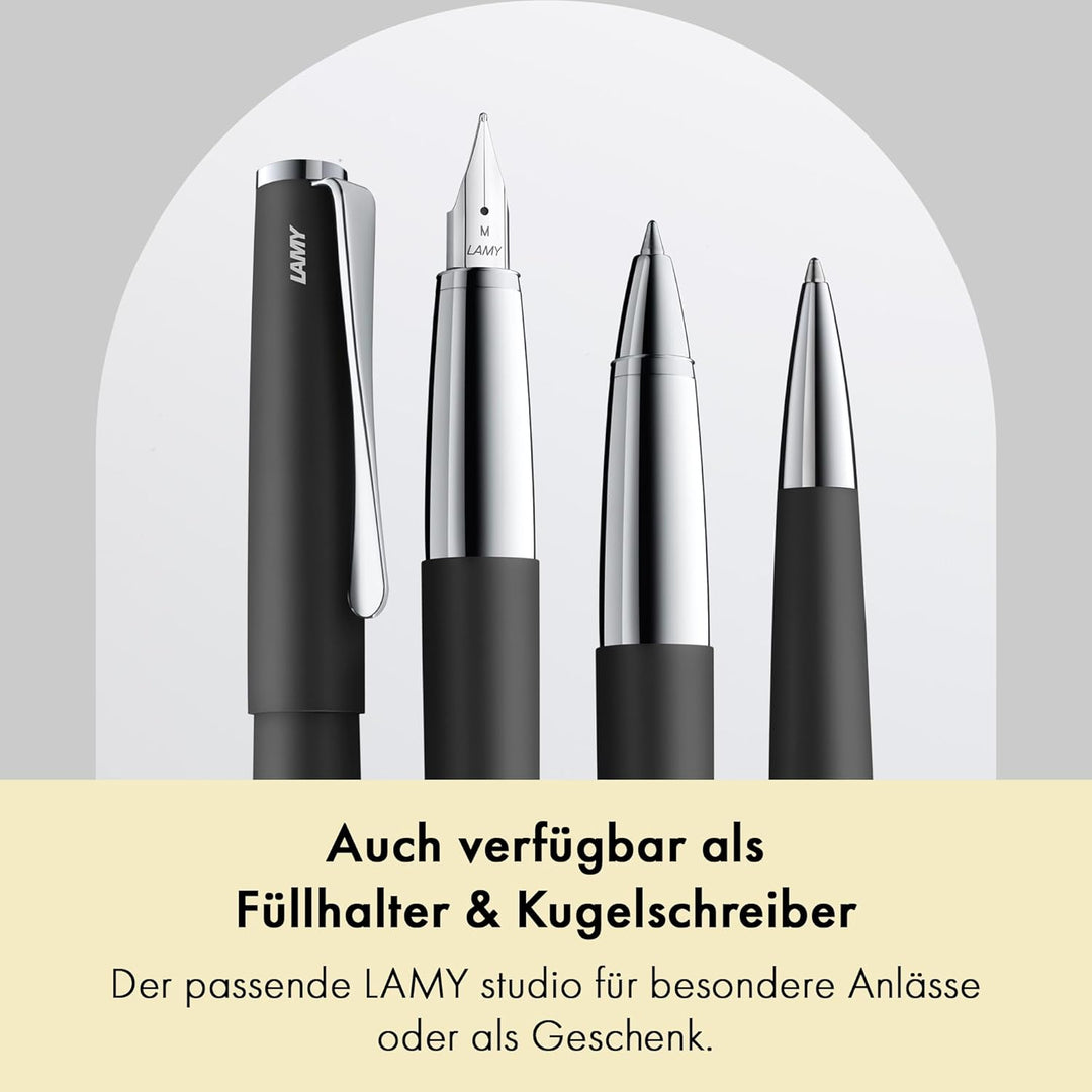 LAMY studio Tintenroller 367 - Rollpen aus Edelstahl in mattschwarz pulverbeschichtet mit hochglänze