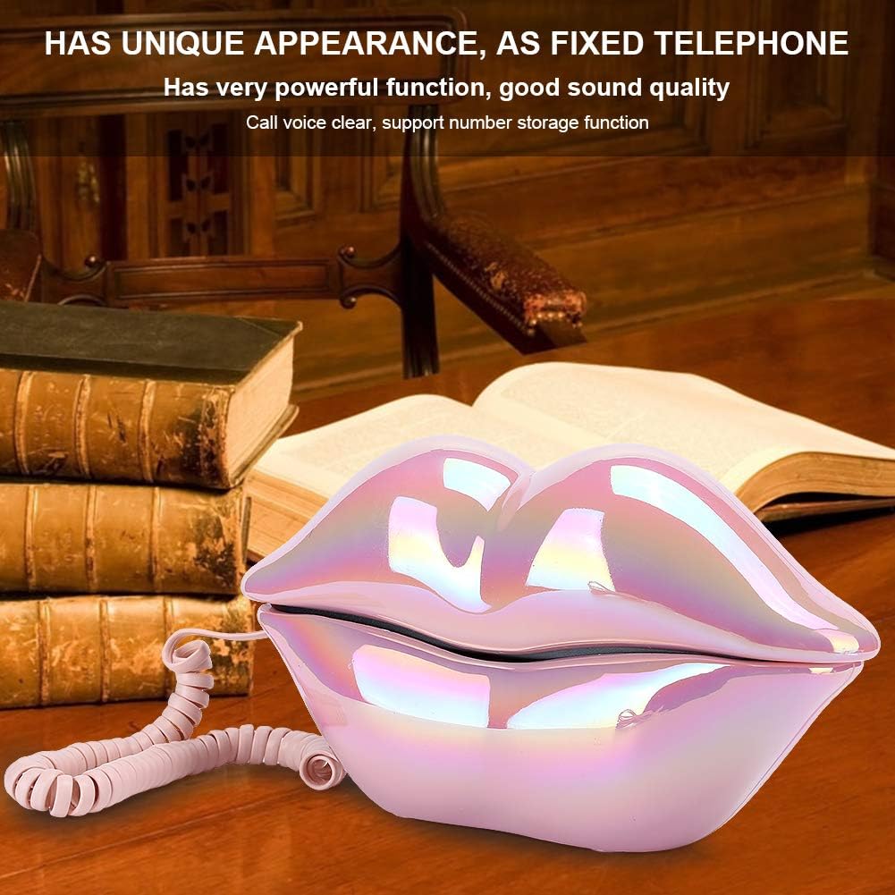 Lippen Festnetztelefon,Galvanisieren Pink Draht Festnetz Telefon,ome Desktop Kabelgebundenes Festnet