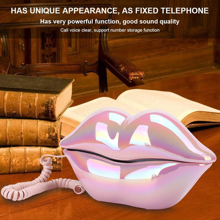 Lippen Festnetztelefon,Galvanisieren Pink Draht Festnetz Telefon,ome Desktop Kabelgebundenes Festnet