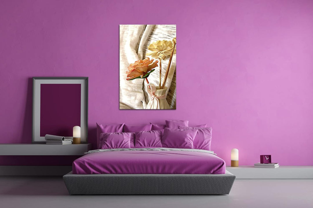 deyoli schöne Dekorationsblumen im Format: 80x60 als Leinwandbild, Motiv fertig gerahmt auf Echtholz