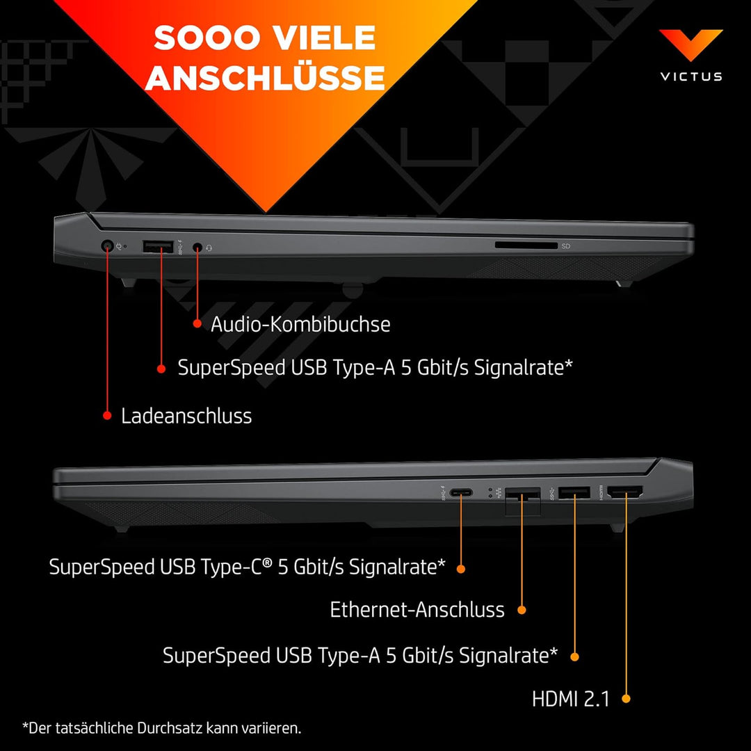 HP Victus Gaming Laptop, 15.6 Zoll FHD Display 144Hz, Intel Core i5-13420H, 16 GB DDR4 RAM, 512 SSD,