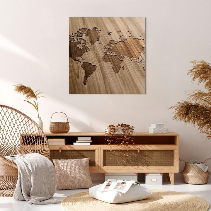 ARTTOR Bilder auf Leinwand 70x70cm Leinwandbild Geographie Globus Karte Gross Wanddeko Bild Schlafzi