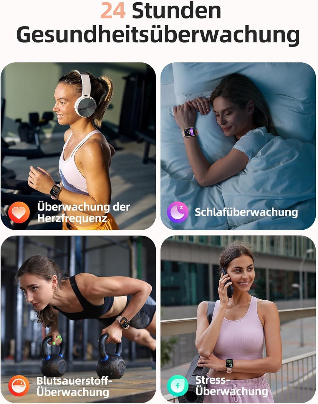 Parsonver Smartwatch Damen mit 5ATM Wasserdicht, Sportuhr zum Schwimmen, 1,8" HD Fitnessuhr Damen mi
