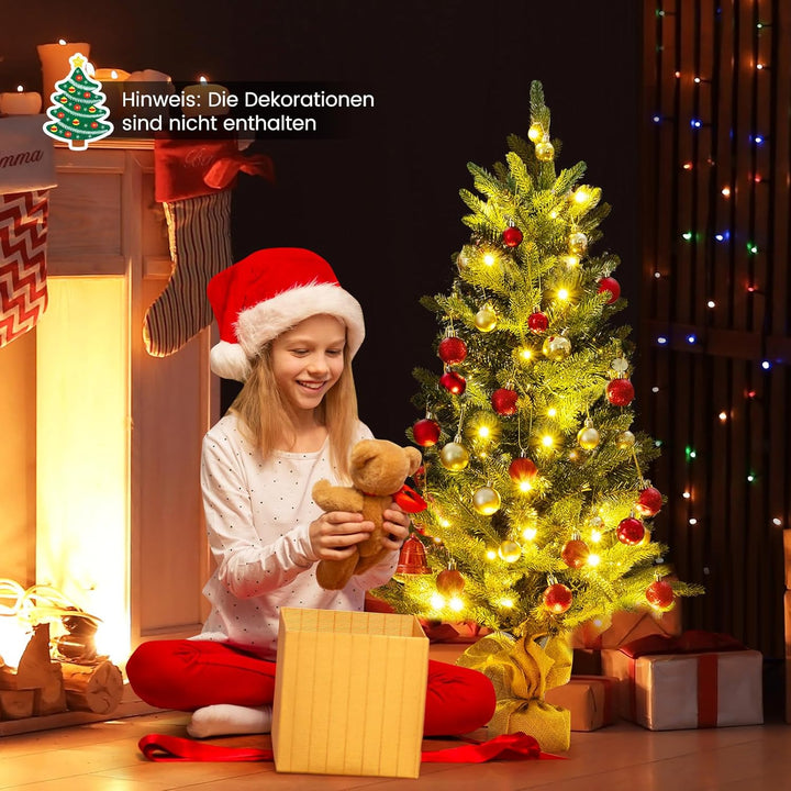COSTWAY 90 cm künstlicher Weihnachtsbaum mit Beleuchtung, Kleiner Tannenbaum, Tisch-Weihnachtsbaum m