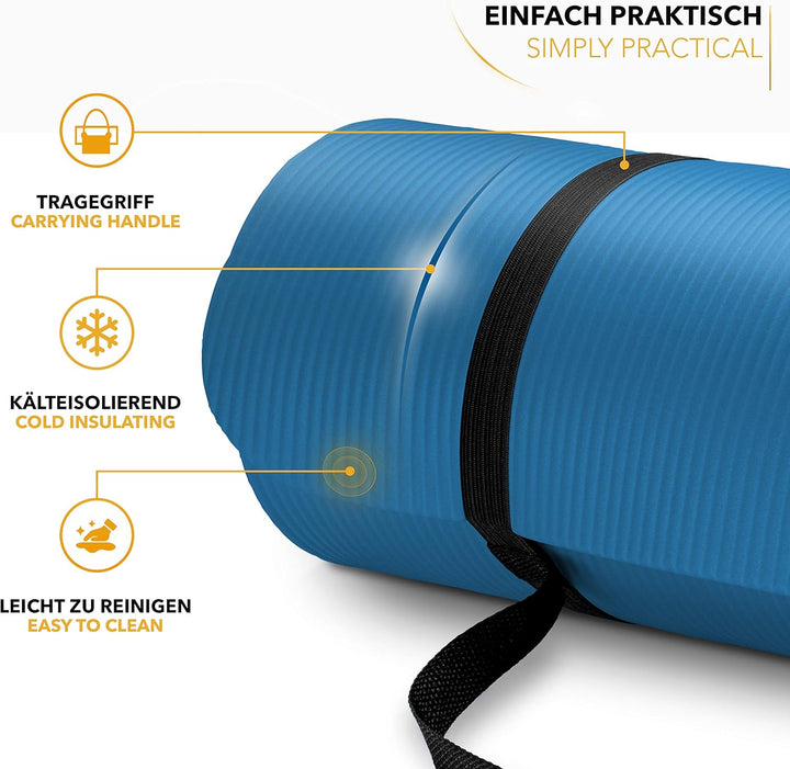 TRESKO Yogamatte Phthalatfrei - Gymnastikmatte rutschfest, Pilatesmatte Fitnessmatte mit Tragegurt,