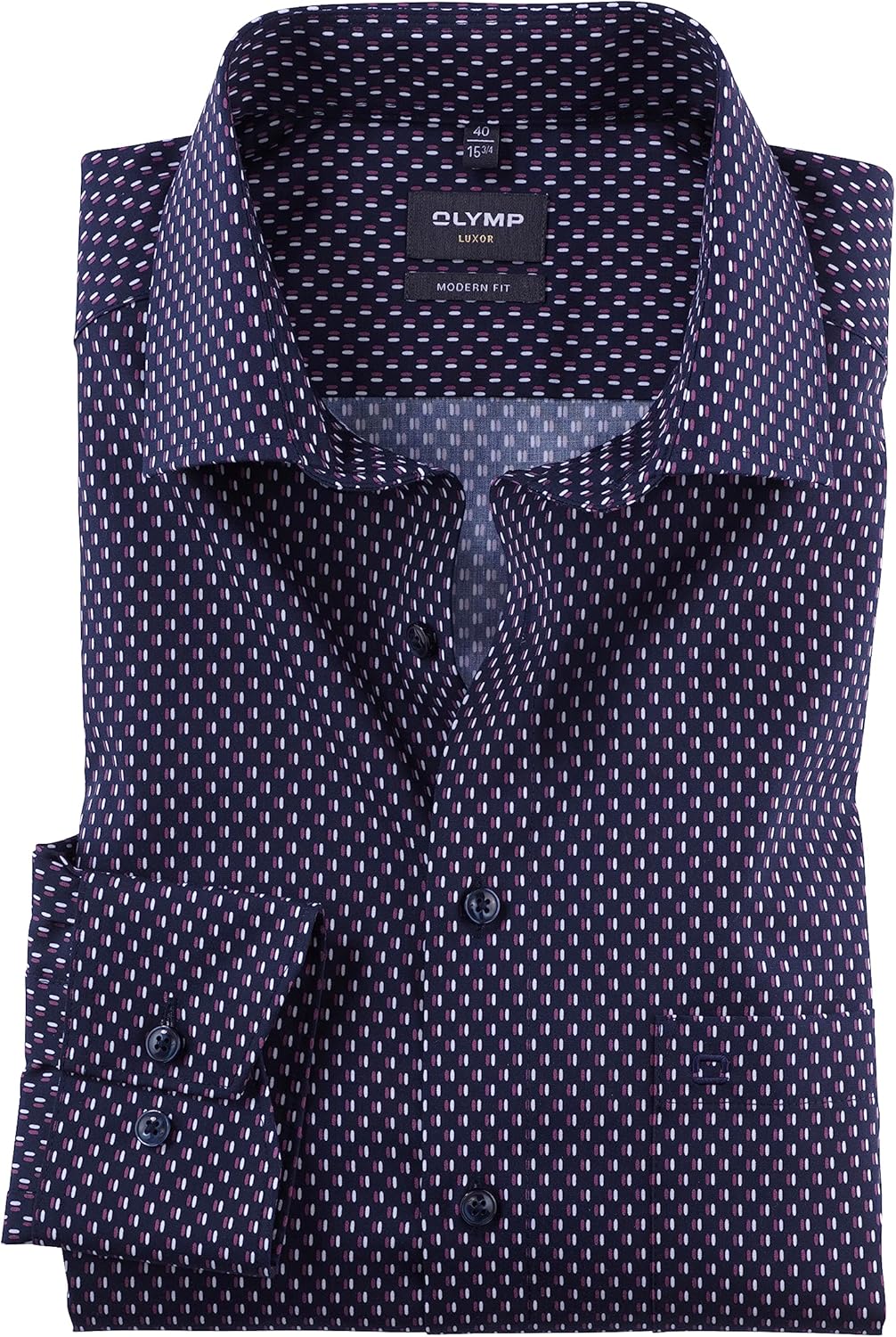 OLYMP Herren Businesshemd Langarm Luxor,Rotationsdruck,modern fit,Global Kent 37 Mauve 93, 37 Mauve