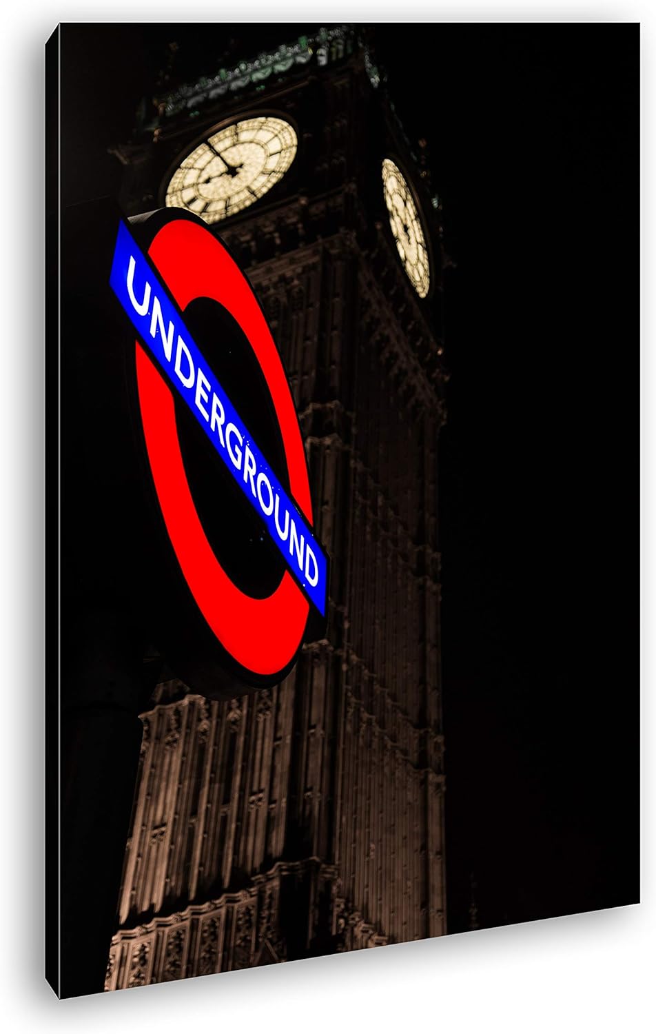 deyoli Underground Schild in London Format: 100x70 als Leinwandbild, Motiv fertig gerahmt auf Echtho